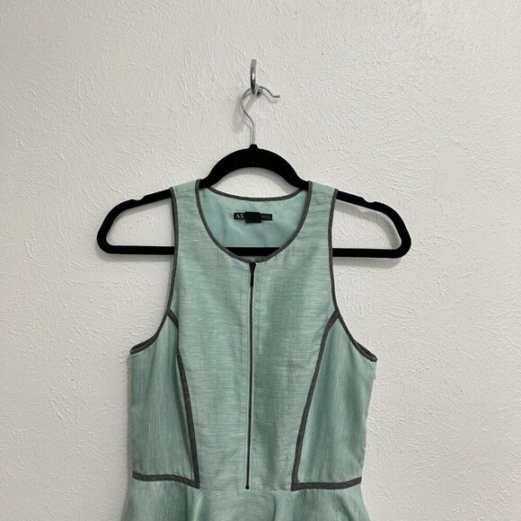 Armani Exchange Light Green Fit And Flare Dress Size 6 Flared Skirt Linen Blend - Picture 2 of 10